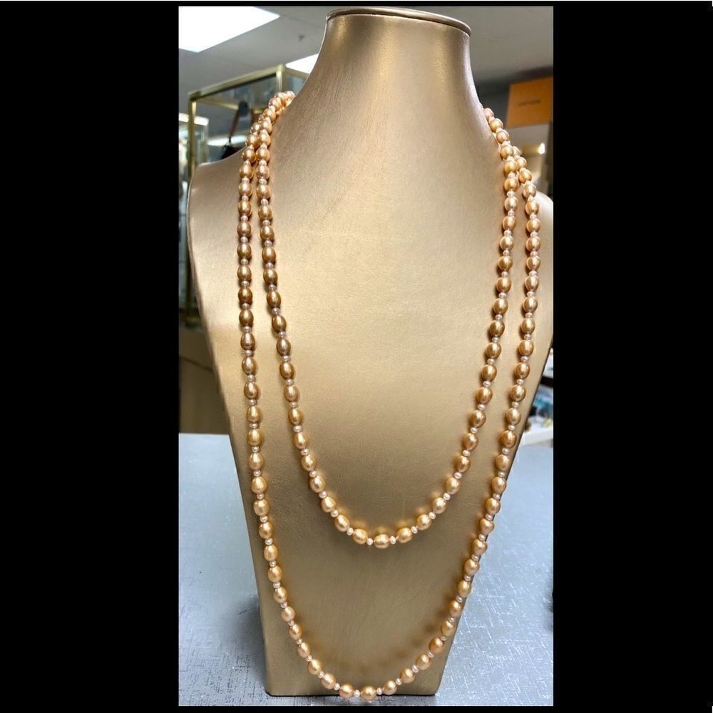 Honora 60" Long Pearl Necklace with 14k yellow gold Clasp